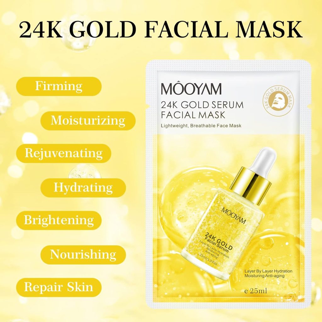 24k Gold Face Sheet Mask Skincare Hydrating Sheet Masks For Face Anti Aging Face Mask For All 2205